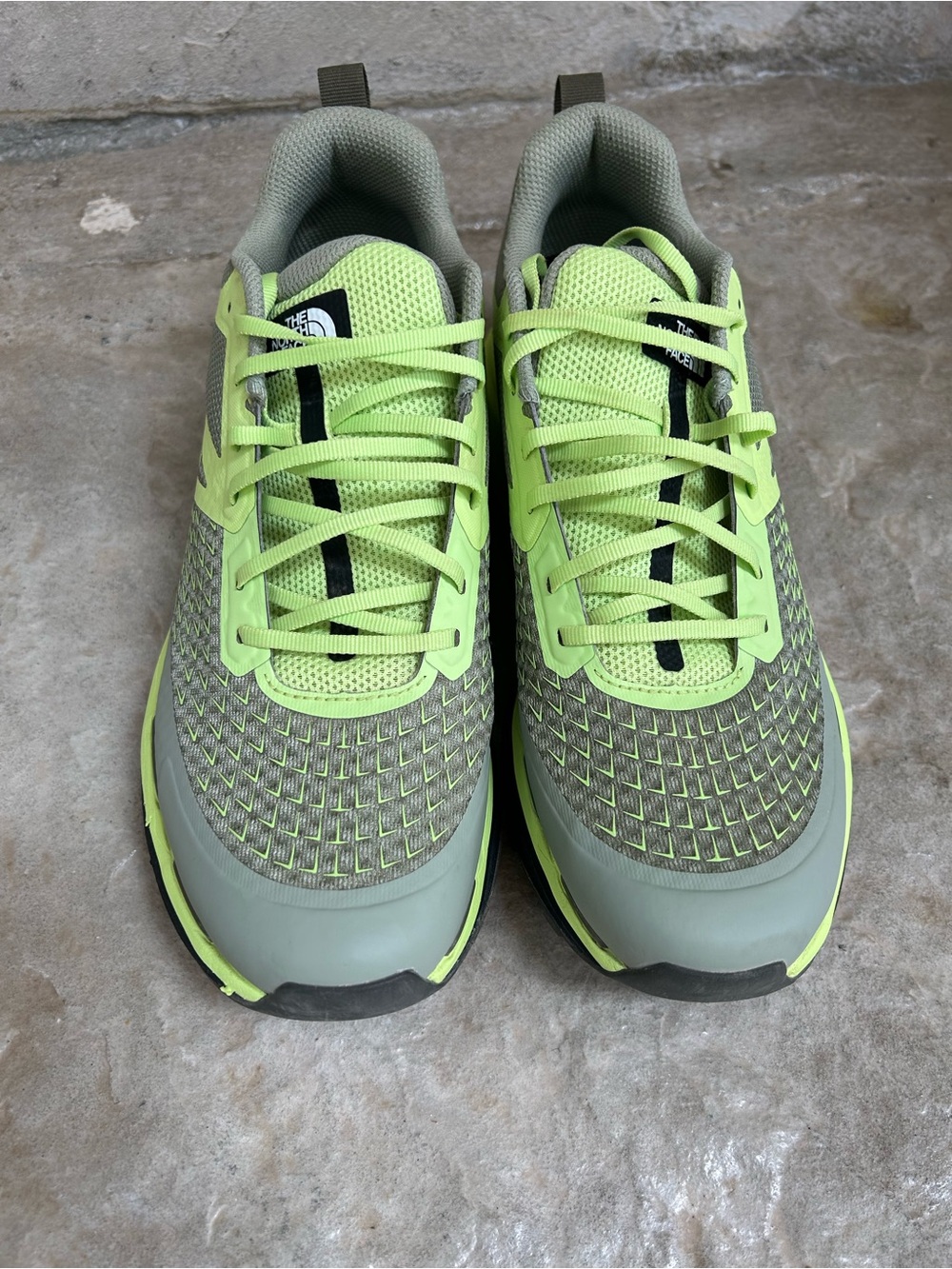 The North Face VECTIV Enduris Neon Green and Gray Trail Running Shoes
